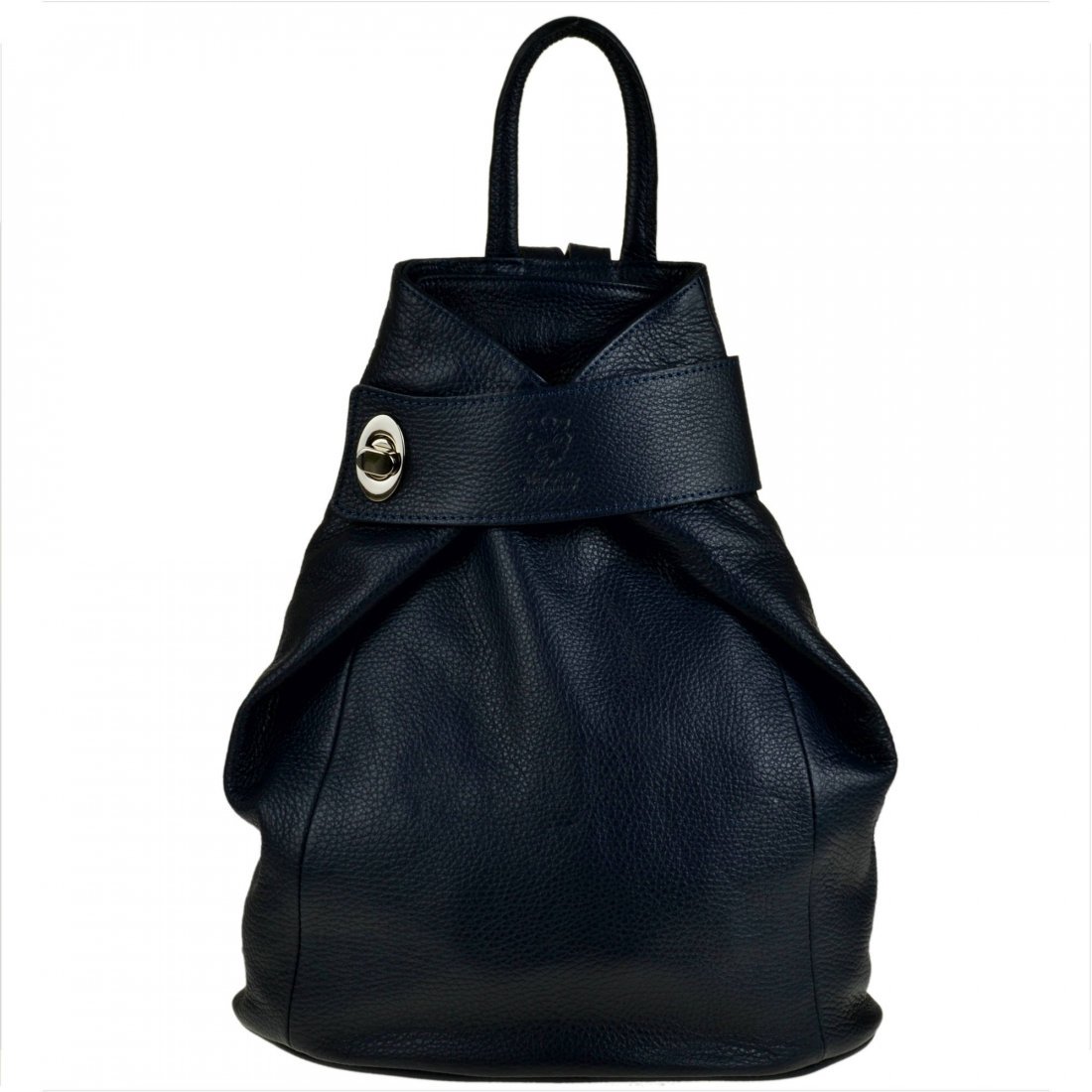Zgrabny granatowy plecak skórzany włoski VERA PELLE