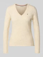 Swetry damskie - Sweter z dzianiny o kroju slim fit z czystej wełny - miniaturka - grafika 1