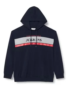 Bestseller A/S Męska bluza z kapturem Jjalex Sweat Hood Pls, granatowy blezer, 6XL duże rozmiary - Bluzy męskie - miniaturka - grafika 1