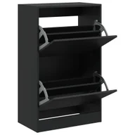 Szafki na buty - vidaXL Szafka na buty czarna 60x34x96,5 cm materiał drewnopochodny - miniaturka - grafika 1