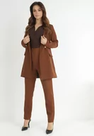 Spodnie damskie - Ciemnobrązowe Spodnie Cygaretki High Waist Caphe - miniaturka - grafika 1