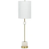 Lampy stojące - Bari lampa stołowa 1xE27 biała/mosiądz T01040BR-WH - miniaturka - grafika 1