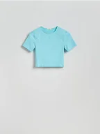Koszulki i topy damskie - Reserved - Gładki t-shirt - jasnoturkusowy - miniaturka - grafika 1