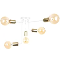 Lampy sufitowe - KET Loftowa sufitowa, modernistyczna oprawa metalowe molekuły białe złote KET1156 - miniaturka - grafika 1