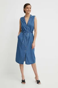 Pepe Jeans sukienka MAGGIE kolor niebieski midi prosta PL953512 - Sukienki - miniaturka - grafika 1