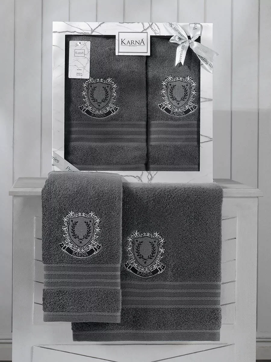 Zestaw 2 ręczników frotte Pames Dark Grey 50x90+70x140 Karna Home