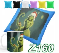 Gadżety dla niej i dla niego - ZESTAW KUBEK + POSZEWKA Z NADRUKIEM GRINCH ŚWIĘTA PREZENTY + IMIĘ - miniaturka - grafika 1