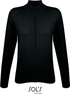 SOLS Damski Kardigan Zapinany Na Zamek Dzianinowy Gordon 00550 Schwarz Czarny XL - Swetry damskie - miniaturka - grafika 1