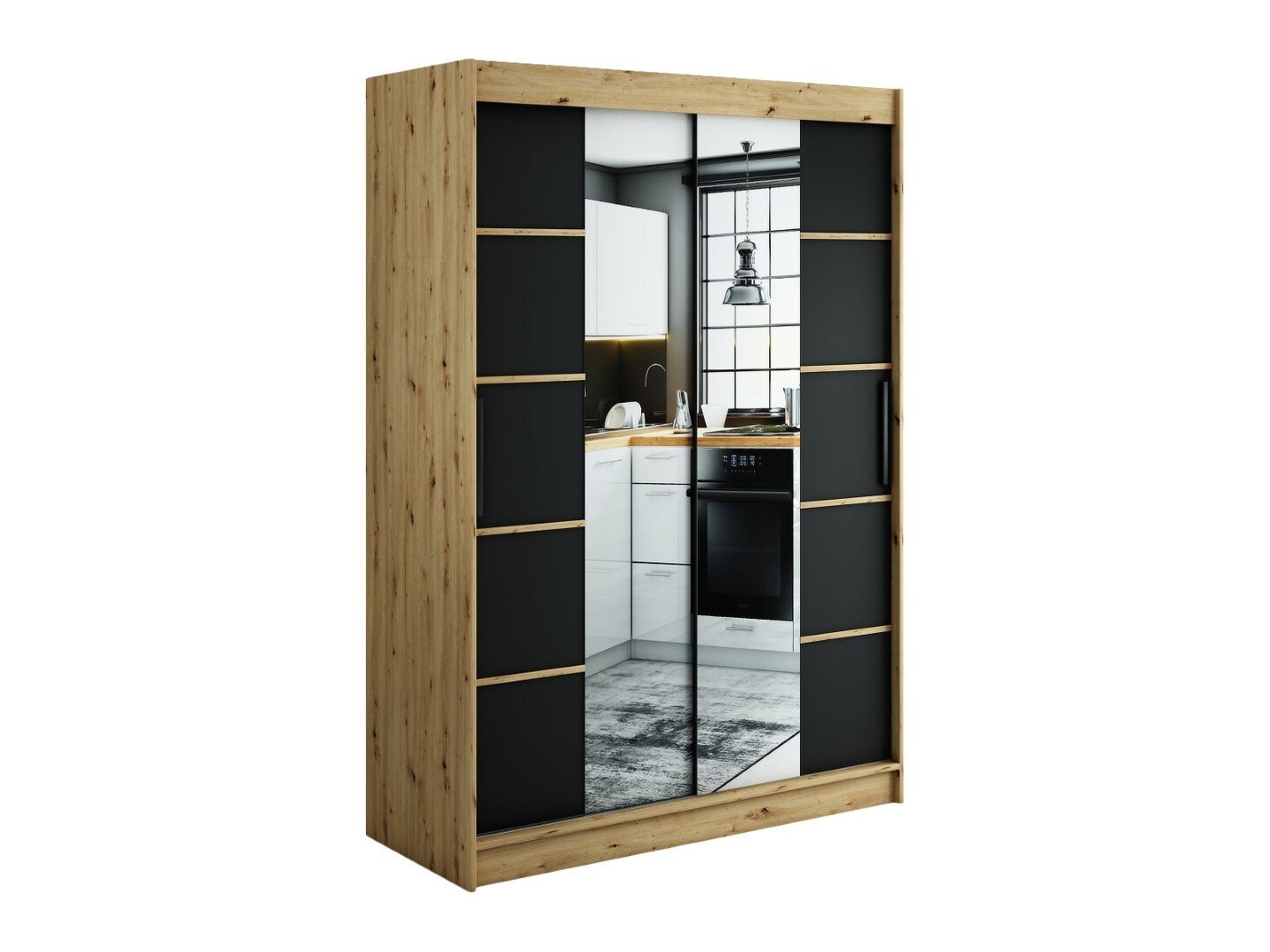 MINIO szafa 150 cm LETO V4 czarny mat / dąb Artisan