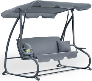 Furnide Huśtawka ogrodowa Relax Plus, szara, 202x168x110 cm - Huśtawki - miniaturka - grafika 1