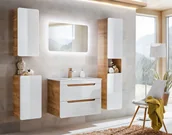 Meble łazienkowe - Zestaw podwieszanych mebli łazienkowych Zeftox 3Q 80 cm - Biały połysk - miniaturka - grafika 1