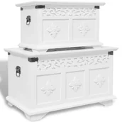 Pudła i pojemniki do przechowywania - Zestaw dwóch białych skrzyń na pościel S1-C45 - miniaturka - grafika 1