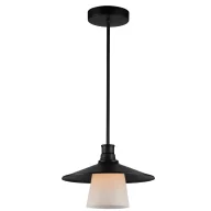 Lampy sufitowe - Czarna lampa wisząca Loft - biały klosz - miniaturka - grafika 1