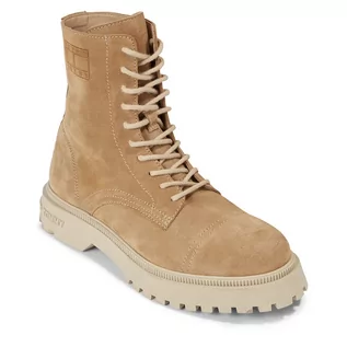 Botki męskie - Trzewiki Tommy Jeans Tjm Casual Boot Suede EM0EM01336 Sandalwood RBT - grafika 1