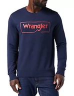 Bluzy męskie - Wrangler Męska bluza z logo Crew Sweatshirt, granatowa, 3XL - miniaturka - grafika 1
