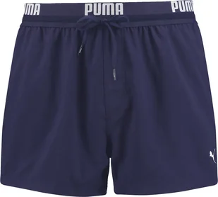 Męskie kąpielówki PUMA - bokserki, szorty kąpielowe, logo w pasie, wstawka z siateczki, jednokolorowe, niebieskie S - Majtki męskie - miniaturka - grafika 1