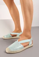 Espadryle damskie - Zielone Płaskie Espadryle z Imitacji Skóry Wialla - miniaturka - grafika 1