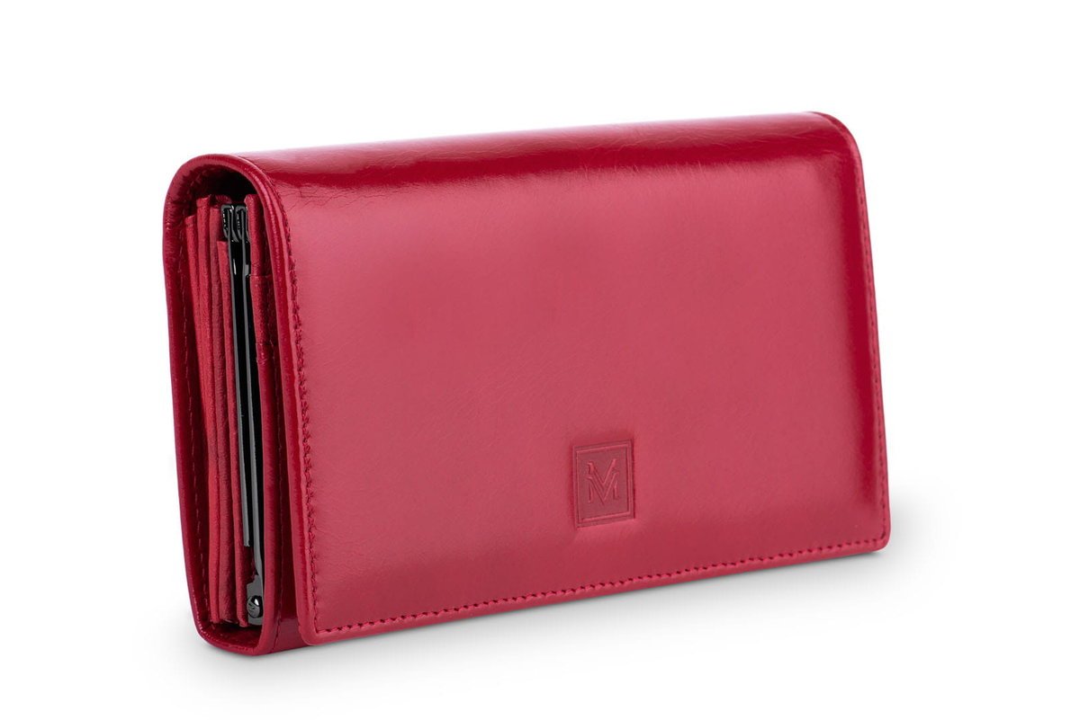 Portfel damski Skórzany VerMari RFID Ochrona kart Czerwony