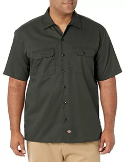 Koszule męskie - Dickies Męska koszula robocza z krótkim rękawem, Oliwkowo-zielony, L - grafika 1