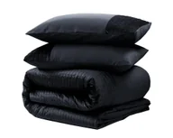 Pościel - 240x220 VELVET BAND czarny mikrofibra kpl pościeli - miniaturka - grafika 1