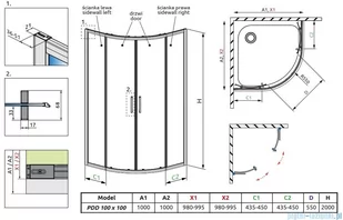 Radaway Premium Pro Pdd kabina 100x100cm szkło przejrzyste 1013000-01-01/1013300-01-01 - Kabiny prysznicowe - miniaturka - grafika 2