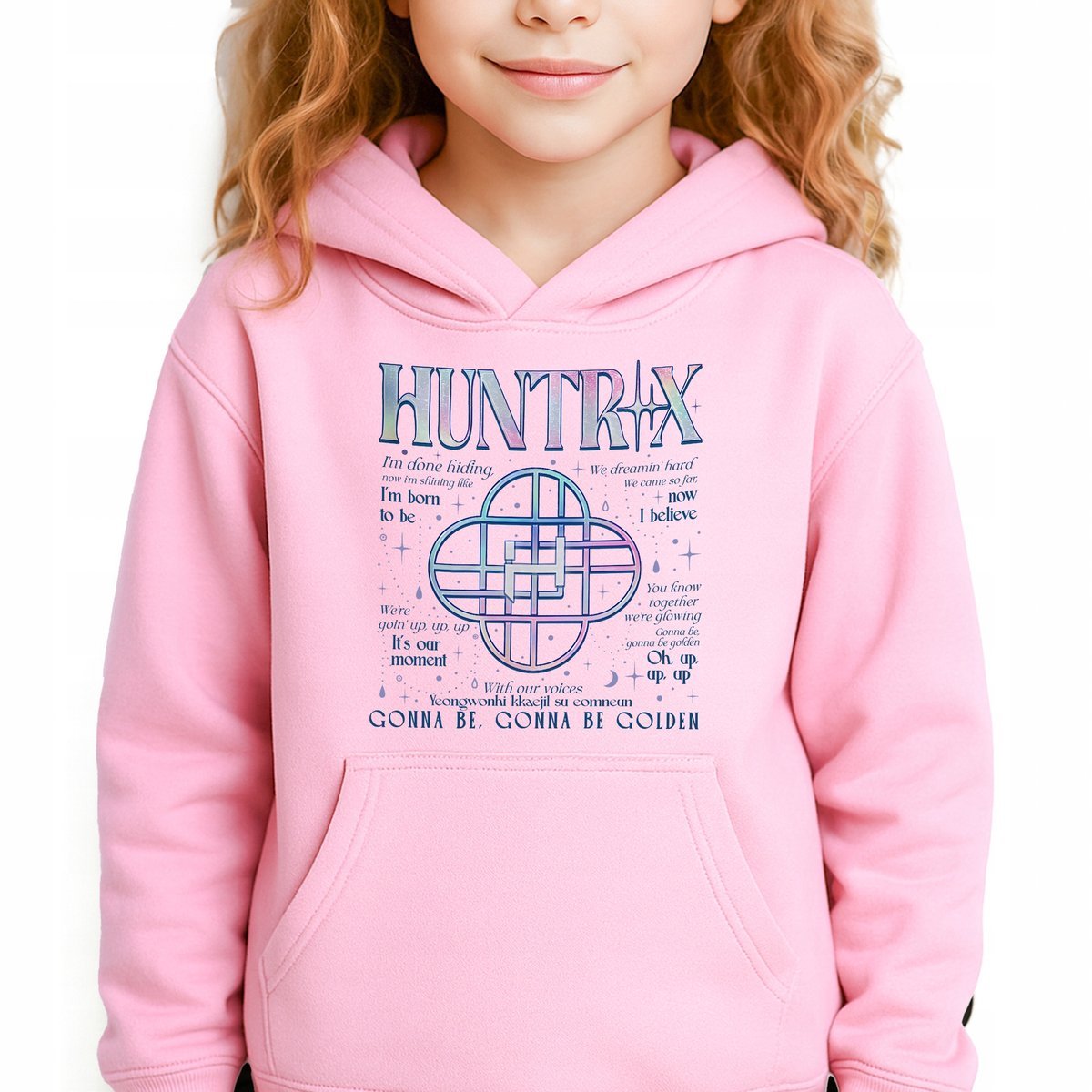 Bluza Dziecięca Różowa Z Kapturem HUNTRIX AFFIRMATION Bajka Wzory - 140 cm