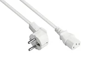 Kable miedziane - Good Connections Kabel sieciowy - 0,5 m / 50 cm - wtyczka ze stykiem ochronnym typu E+F (CEE 7/7, pod kątem) do gniazda IEC C13 (proste) - miedziany kabel CU - 0,75 mm² - kabel do urządzenia zimnego - biały - miniaturka - grafika 1