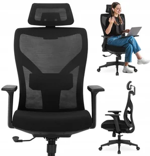 Fotel biurowy, krzesło biurowe Krzesło Obrotowe Biurowe Fotel Ergonomiczny Biurowy Obrotowy Czarny SPIRAL - Fotele i krzesła biurowe - miniaturka - grafika 1