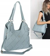 Torebki damskie - Torebka Damska shopper worek włoska marka CHARRO pojemna CH3357 niebieska - miniaturka - grafika 1