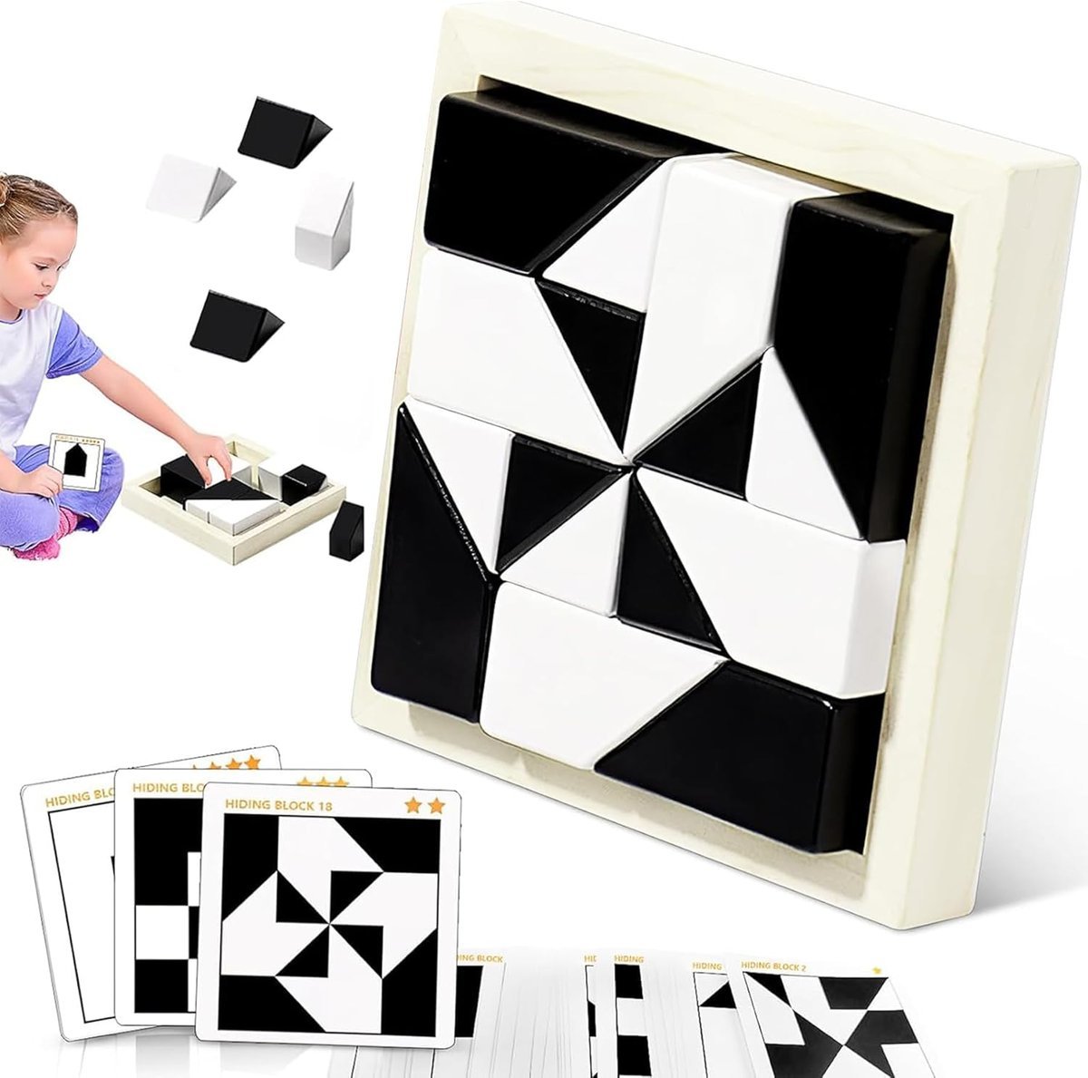 GEOMETRYCZNE DREWNIANE KLOCKI KONSTRUKCYJNE MONTESSORI PUZZLE DZIECI ZABAWKA DO WCZESNEJ EDUKACJI