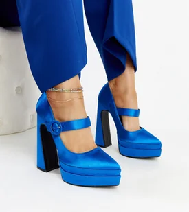 Niebieskie czółenka na wysokim słupku Mikea-40 - Półbuty damskie - miniaturka - grafika 1