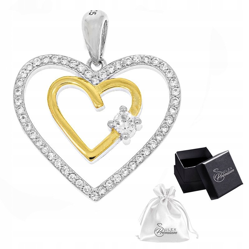 Zawieszka srebrna pr. 925 Wisiorek SERCA z Cyrkoniami dla Ukochanej