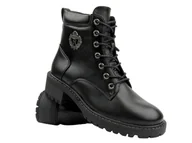 Botki damskie - Botki damskie ze skóry ekologicznej- Vinceza 58372, czarne - miniaturka - grafika 1