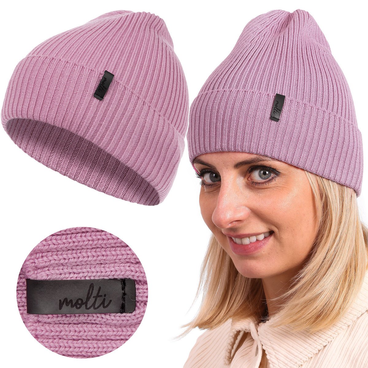 Czapka damska MOLTI MELY ciemny róż 55-60