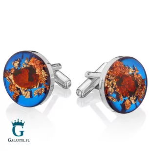 Srebrne spinki do mankietów Bałtycki Bursztyn w Żywicy SMB-008 - Spinki do mankietów i krawatów - miniaturka - grafika 2