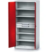 Szafy i regały magazynowe - Szafa warsztatowa MECHANIC, 1950 x 920 x 500 mm, 5 półki, 2 szuflady, czerwone drzwi - miniaturka - grafika 1