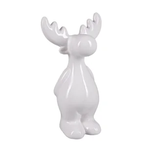 Figurka ceramiczna renifer 12 x 9,8 x 20 cm biały - Ozdoby bożonarodzeniowe - miniaturka - grafika 1