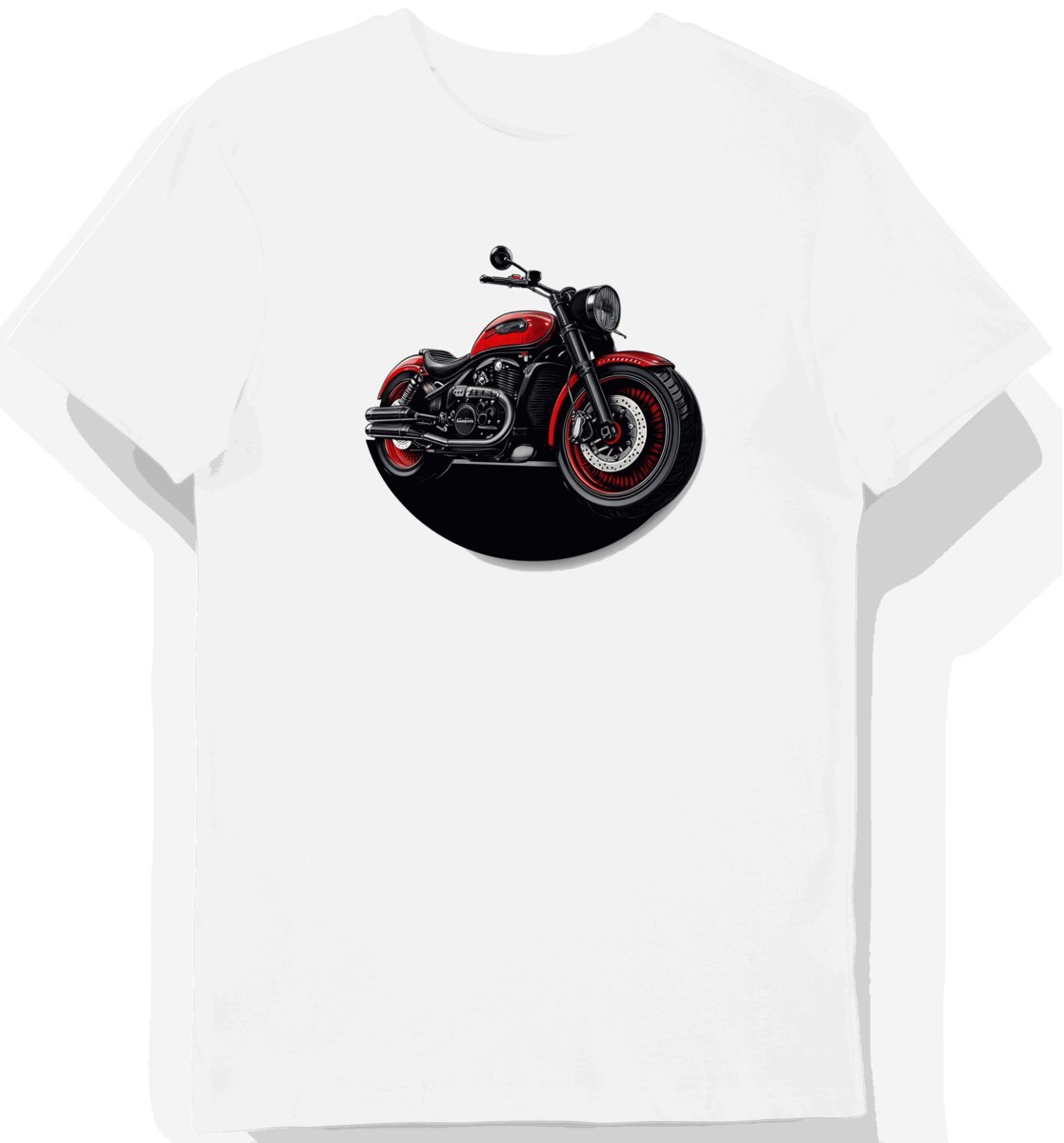 Koszulka męska biała z motywem eleganckiego motocykla w cieniu S