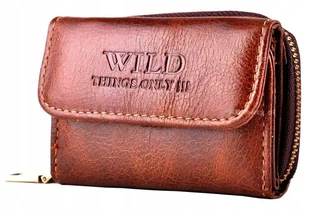 Brązowy MAŁY Portfel na SUWAK Bilon Monety Mała PORTMONETKA Skóra PIEKIEŁKO - Portfele - miniaturka - grafika 1