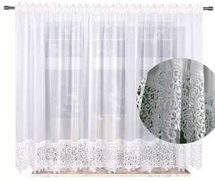 Firana Gotowa Prosta Z Gipiurą 160x300 Firany Gotowe Duży Wybór Rozmiarów - Firany - miniaturka - grafika 1
