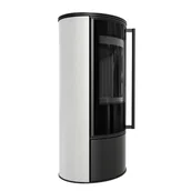 Piece wolnostojące - Piec stalowy ERIK fi 150 5,5 kW ceramika WHITE SATIN czarne wyłożenie - miniaturka - grafika 1