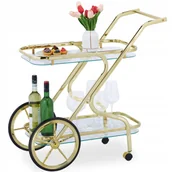 Wózki kuchenne - Wózek Do Serwowania Serwisowy Glamour ZŁOTy Szklana Podstawa - miniaturka - grafika 1