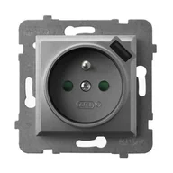 Gniazdka elektryczne - Ospel Aria szary gniazdo pojedyncze z uziemieniem + USB - miniaturka - grafika 1