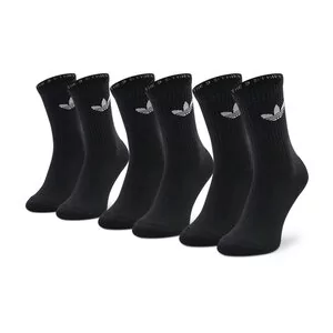 Skarpetki męskie - Zestaw 3 par wysokich skarpet unisex adidas - Cushioned Trefoil HC9547 Black/White - grafika 1