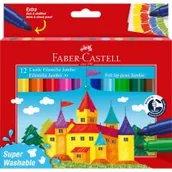 Przybory szkolne - Faber-Castell Flamastry jumbo zamek 12 kolorów - miniaturka - grafika 1