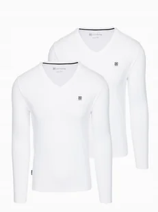 Komplet męskich longsleeve'ów SLIM FIT 2-pak - 2x biały V4 Z103 r. M - Koszulki męskie - miniaturka - grafika 1