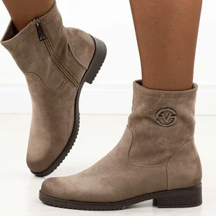 Beżowe zamszowe botki damskie Vinceza 58594 - Botki damskie - miniaturka - grafika 1