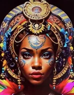 Zabawki kreatywne - Diamentowa Mozaika Kobieta Portret Afrykanki W Tatuażach 30x40 - miniaturka - grafika 1