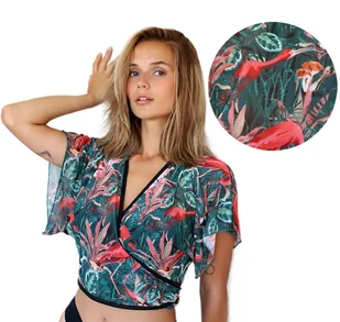 Pareo na Plażę Wiązana Bluzka Na Lato Uniwersalna Narzutka na Kostium - Stroje kąpielowe - miniaturka - grafika 1