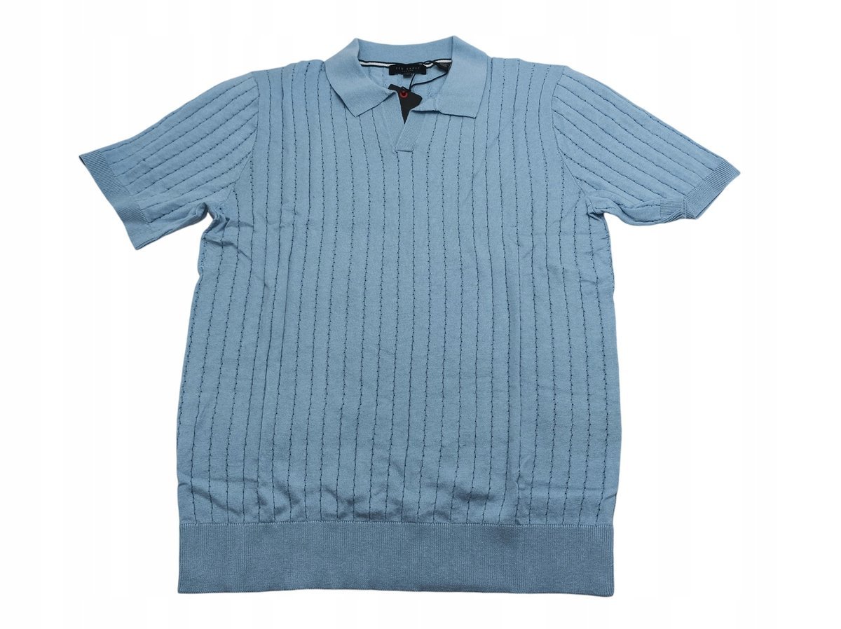 TED BAKER LONDON BOTANY, niebieska koszulka polo męska, r. 3 (M/38)